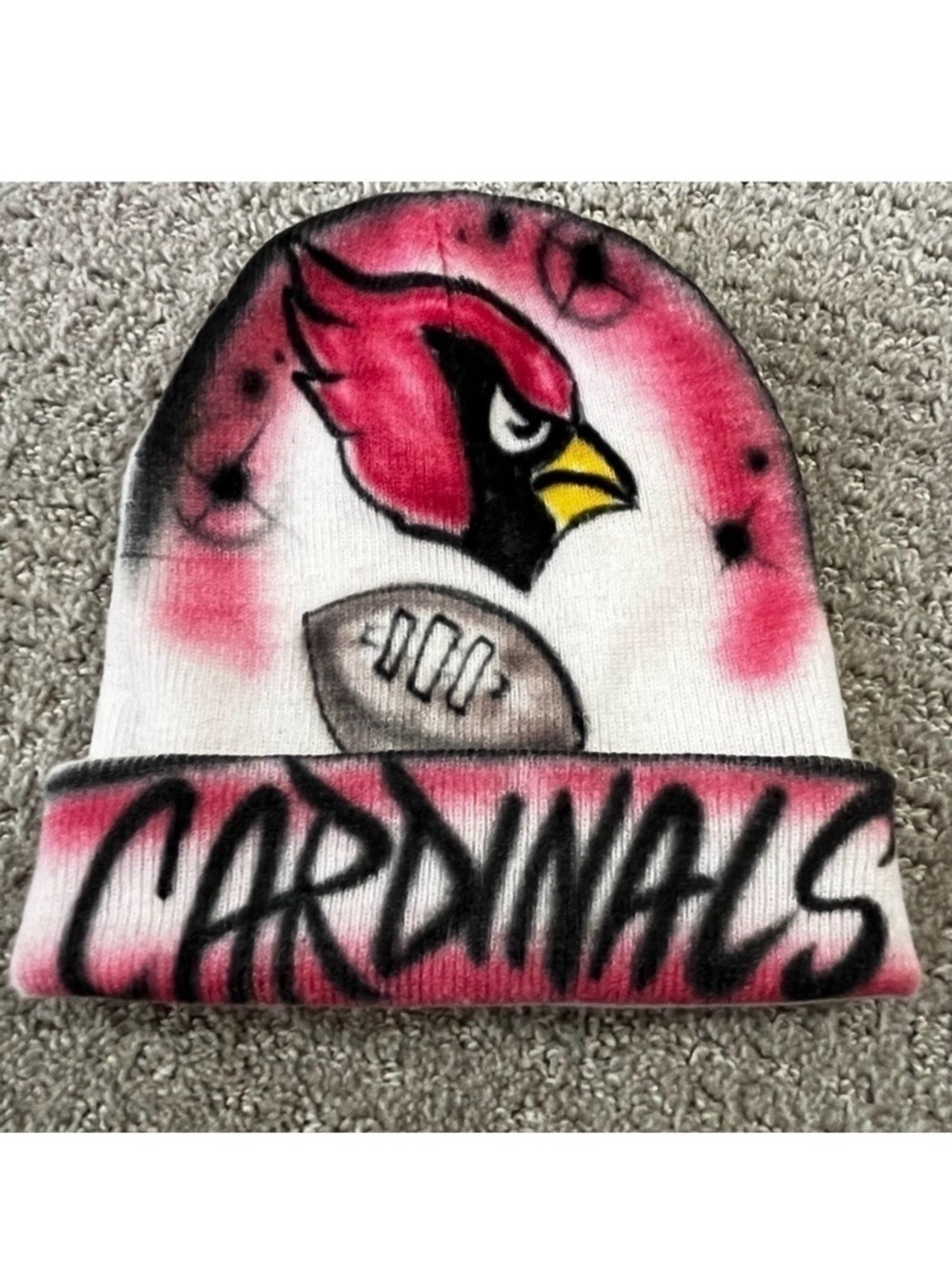 Arizona Cardinals Airbrushed Beanie NFL Football Red White College High School